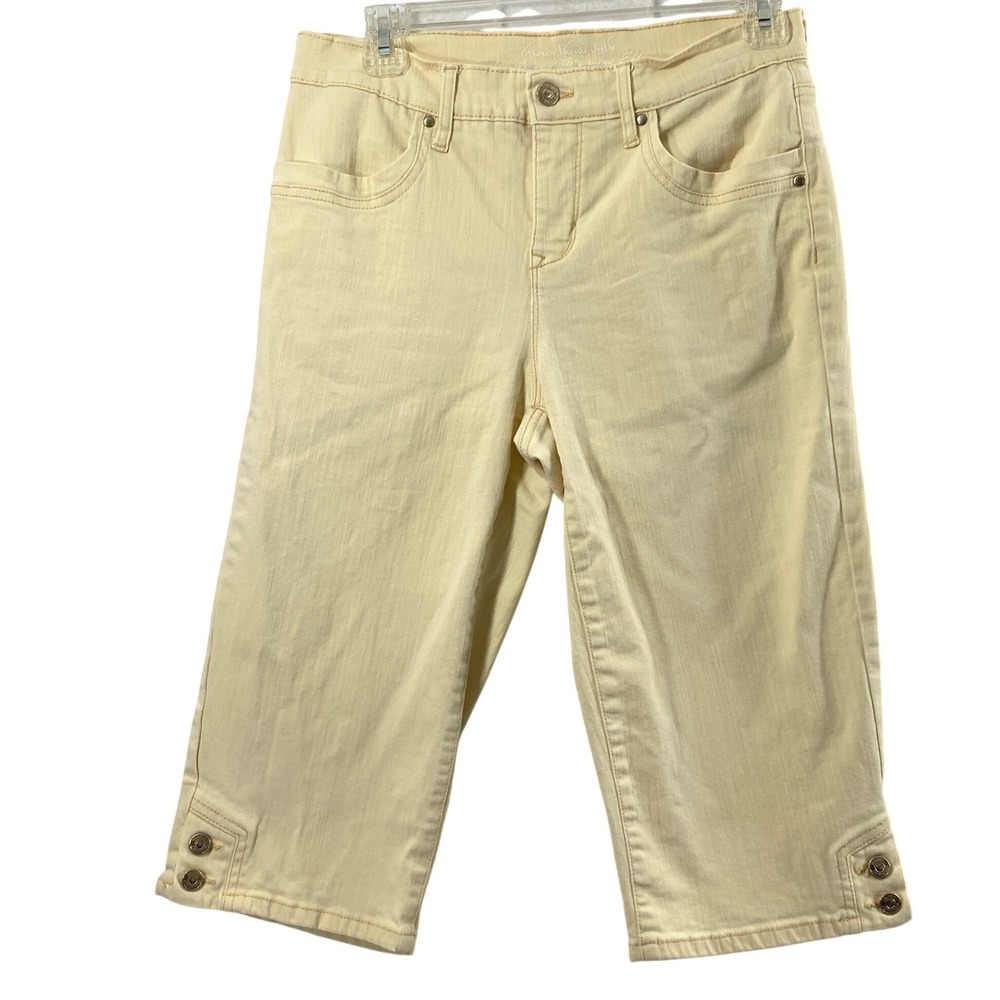 Gloria Vanderbilt Capri Jeans Womens Size 4 Amanda Slimming Pale Yellow Denim